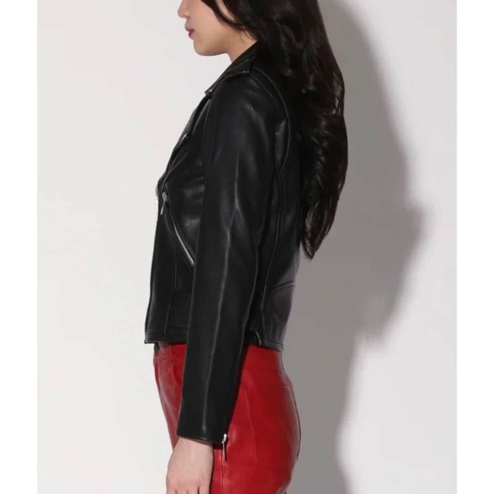 Walter Baker Liz Motorcycle Leather Jacket Black Size M - Picture 3 of 8